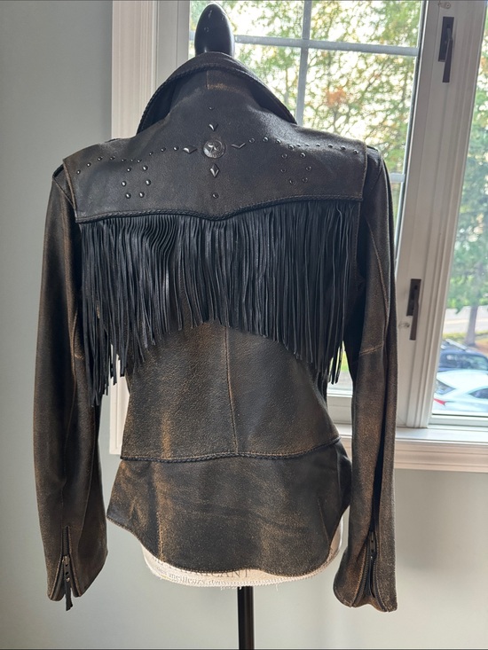 Harley-Davidson Jackets & Blazers - Harley Davidson fringed distressed leather side zip riding jacket EUC small